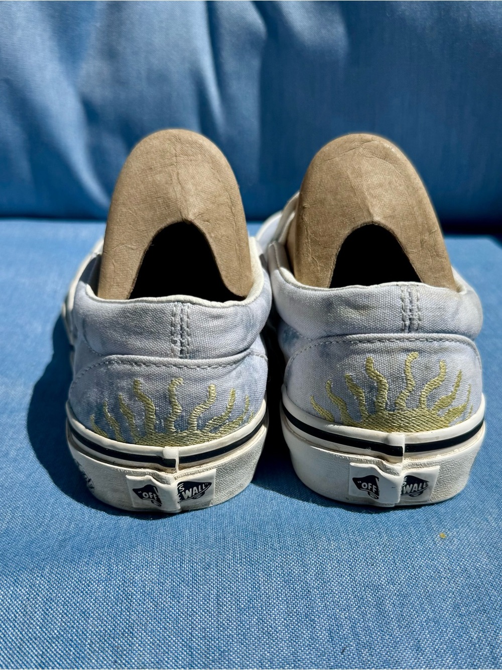 Vans Classic Slip-On Sneakers in White with Blue Tie-Dye - Picture 5 of 8